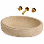Doğal Traverten Tezgâh Üstü Lavabo – Oval