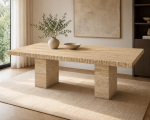 Duo Doğal Traverten Yemek Masası – 180×90 cm - Görsel 3