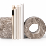 Gri Mermer Modern Kitap Tutucu 2 li Set